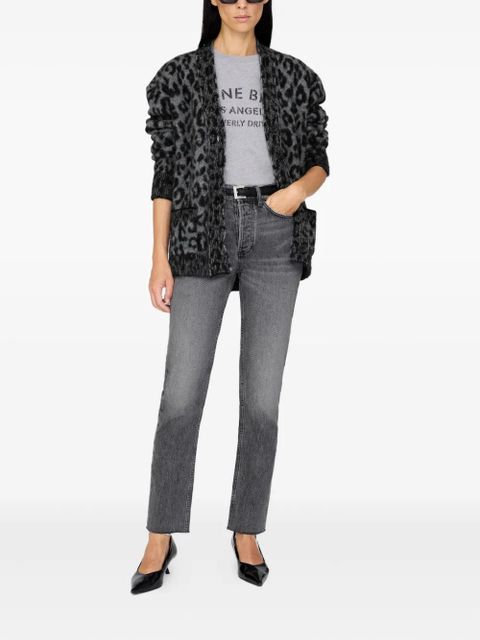 ANINE BING Banks leopard-print button cardigan - Grey