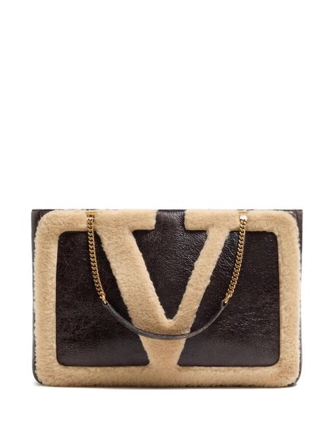 Valentino Garavani medium Viva Superstar shearling tote bag - Brown - zdjęcie produktu nr 1