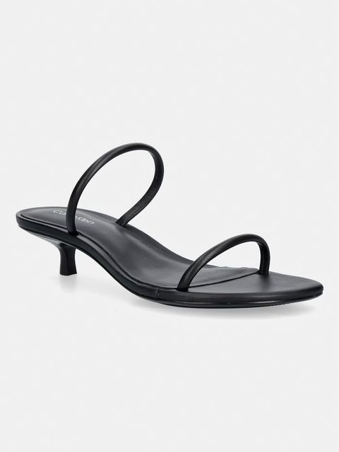 Calvin Klein sandały na szpilce skórzane KITT HEEL SNDL DOUBLE STRAP LTH - zdjęcie produktu nr 1