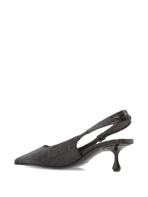 Jimmy Choo 50mm Amel pointed crocodile-effect heeled pumps - Brown