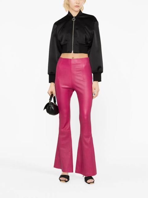 AMIRI high-waisted leather flared trousers - Pink