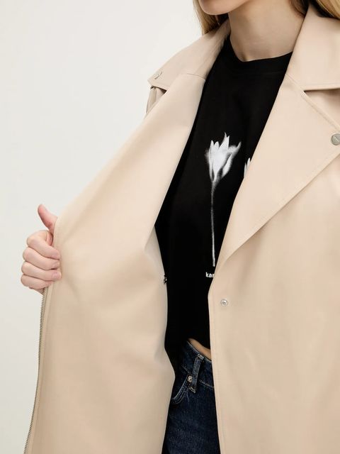 HUGO trencz damski kolor beżowy przejściowy 50542278