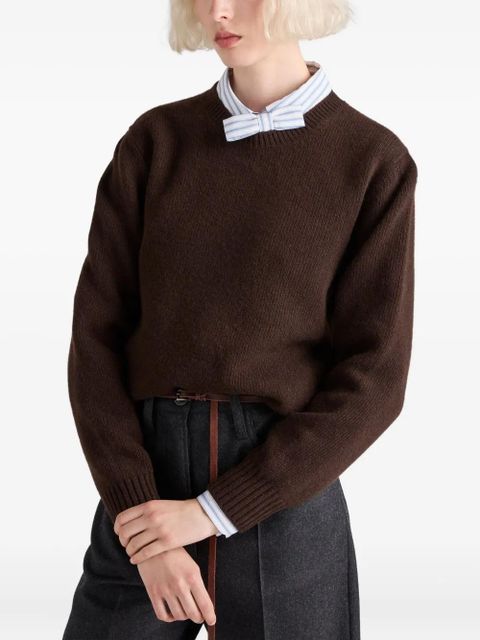 Prada ribbed-knit crew-neck sweater - Brown