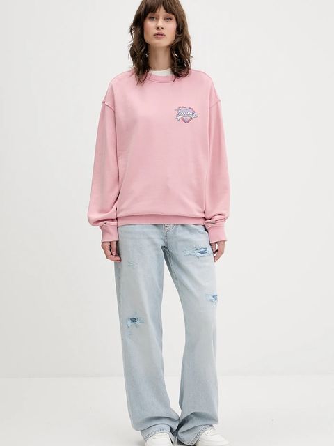 Tommy Jeans bluza bawełniana damska kolor różowy z nadrukiem DW0DW21602