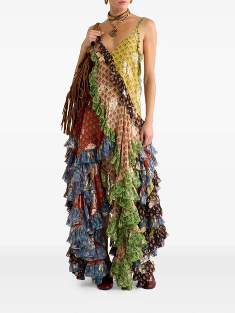 ETRO ruffles tie-detail asymmetric dress - Brown - zdjęcie produktu nr 2