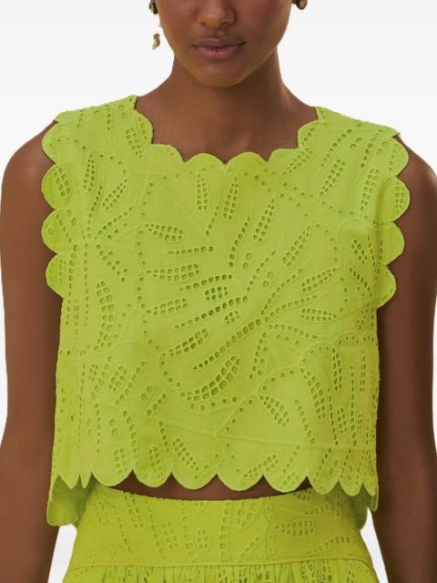 FARM Rio scalloped broderie-anglaise top - Green - zdjęcie produktu nr 1