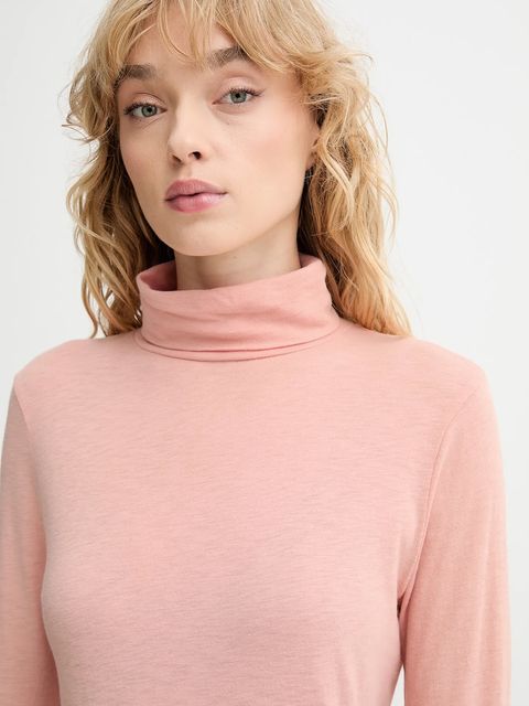 Marc O'Polo longsleeve bawełniany kolor różowy z golfem 5000007063