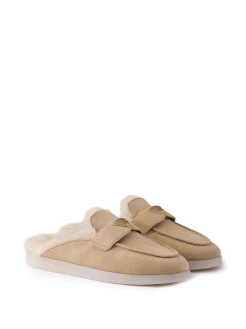 Prada suede shearling loafers - Neutrals