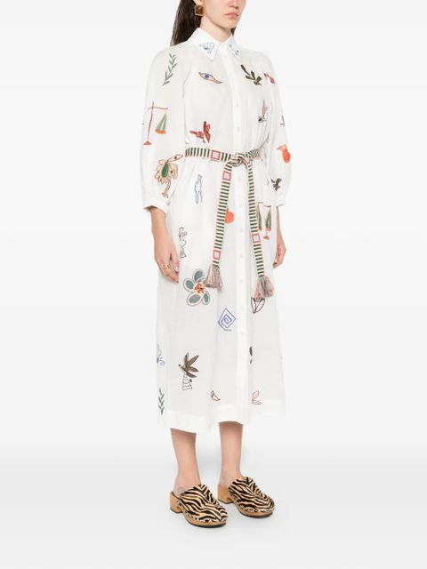 ALEMAIS embroidered midi dress - White