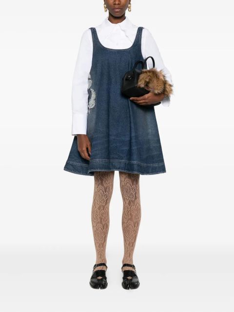 Simone Rocha distressed-effect denim mini dress - Blue