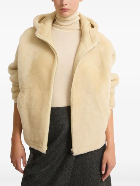 Yves Salomon hooded shearling jacket - Neutrals