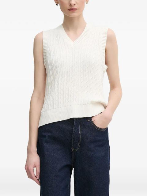 Barbour V-neck knitted cotton vest - Neutrals - zdjęcie produktu nr 1