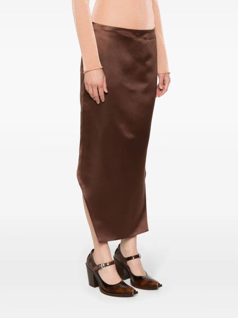 Givenchy high-low hem satin skirt - Brown