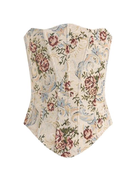 Manière De Voir Scarlett floral lace-up corset - Neutrals - zdjęcie produktu nr 1
