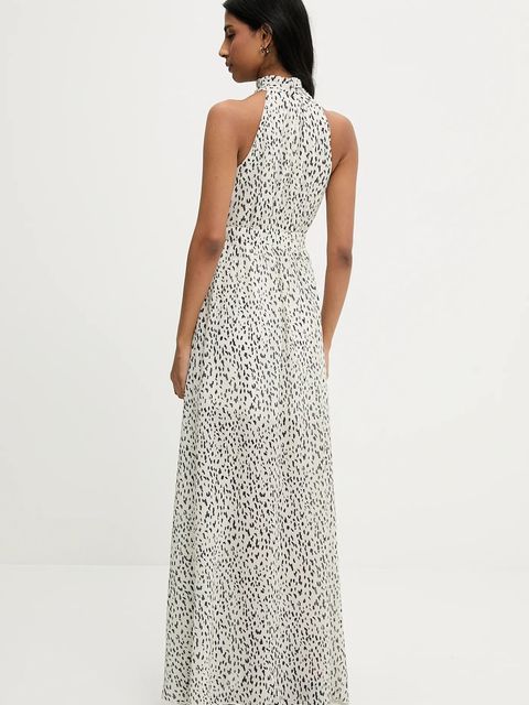 Answear.LAB sukienka kolor biały maxi rozkloszowana