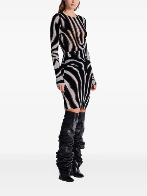 Balmain zebra-print velvet mini-skirt - Black