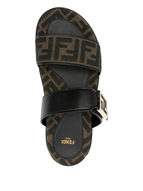 FENDI Feel FF-logo buckle sandals - Brown