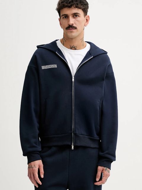 Pangaia bluza bawełniana kolor granatowy z kapturem gładka 10002675 - zdjęcie produktu nr 1