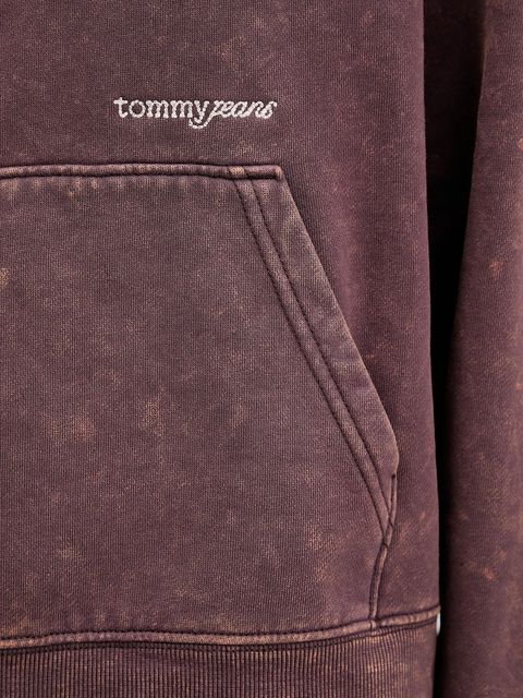 Tommy Jeans bluza damska kolor fioletowy z kapturem gładka DW0DW21609