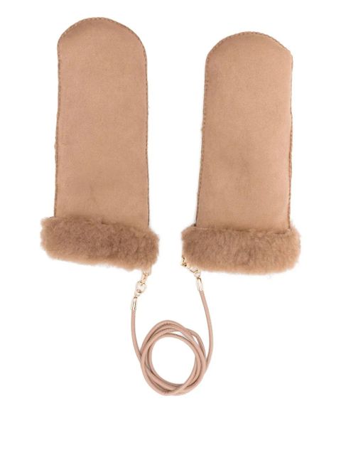 Max Mara faux-shearling trimmed mittens - Brown - zdjęcie produktu nr 1