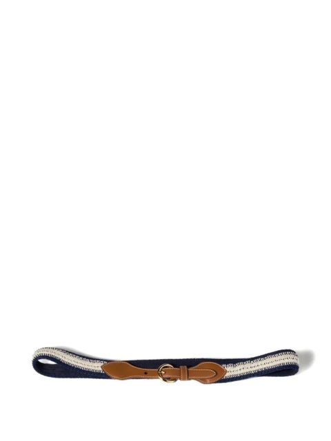 Miu Miu leather and cotton crochet belt - Blue - zdjęcie produktu nr 1