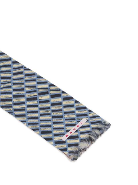 Marni double-sided frayed scarf - Blue