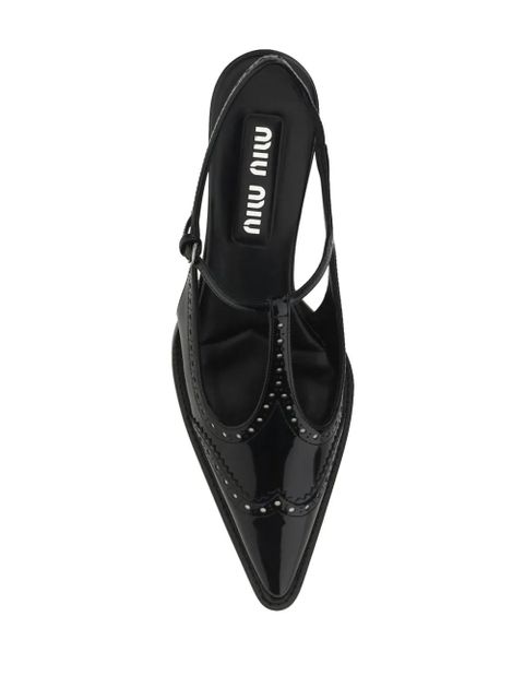 Miu Miu leather brogue pumps - Black