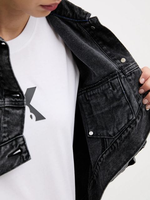 Karl Lagerfeld Jeans kurtka jeansowa bawełniana kolor czarny przejściowa oversize A3W14060