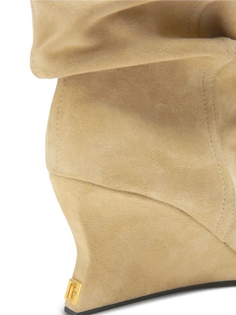 Balmain draped suede Wedge ankle boots - Neutrals