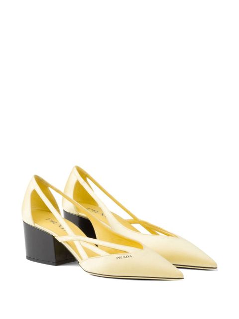 Prada 55mm satin cut-out pumps - Yellow - zdjęcie produktu nr 2