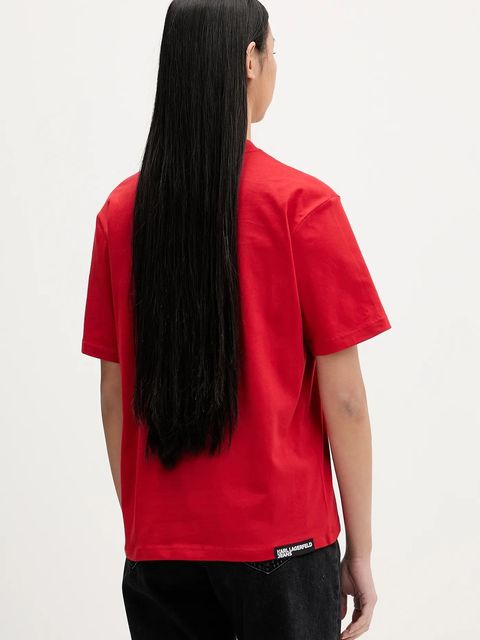 Karl Lagerfeld Jeans t-shirt bawełniany damski kolor czerwony A1W17005 - zdjęcie produktu nr 2