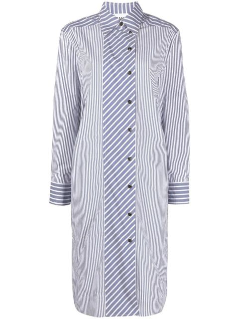 GANNI striped shirt dress - Blue