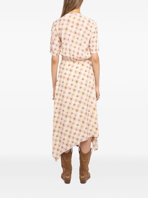 Zadig&Voltaire asymmetric floral midi dress - Neutrals