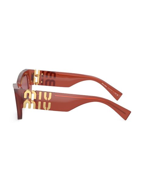 Miu Miu Eyewear logo-plaque rectangle-frame sunglasses - Red