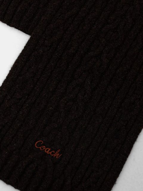 Coach szalik z domieszką wełny damski kolor brązowy gładki 29CCL89