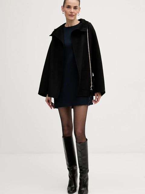 Tommy Hilfiger płaszcz z dodatkiem wełny kolor czarny WW0WW47758 - zdjęcie produktu nr 2