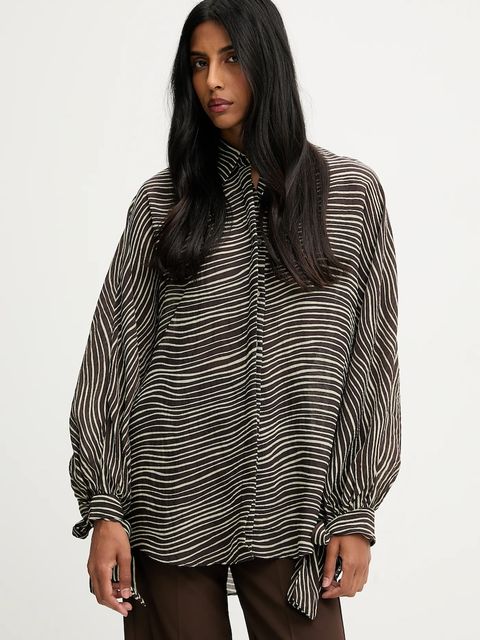 Answear.LAB koszula damska kolor brązowy relaxed z kołnierzykiem klasycznym