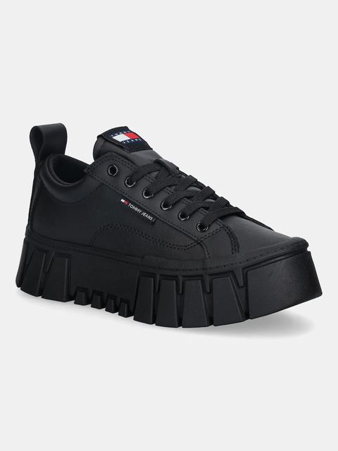 Tommy Jeans sneakersy skórzane TJW VULC FLATFORM LEATHER damskie kolor czarny EN0EN03008 - zdjęcie produktu nr 1