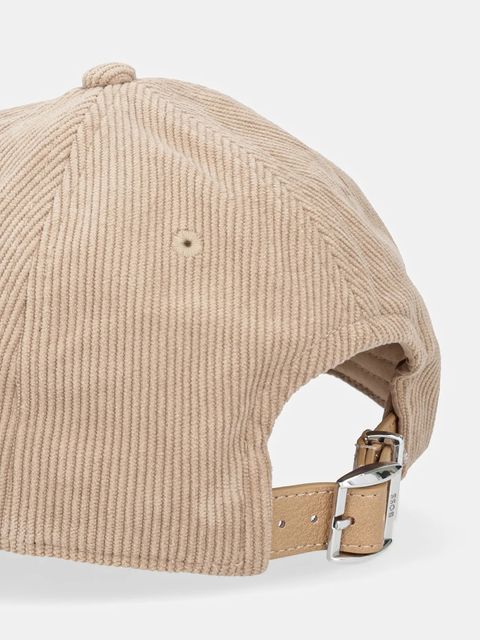 BOSS czapka z daszkiem welurowa kolor beżowy z aplikacją 50544419