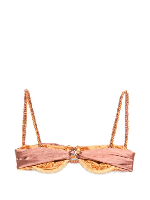 Isa Boulder ruched weave bikini top - Brown - zdjęcie produktu nr 2