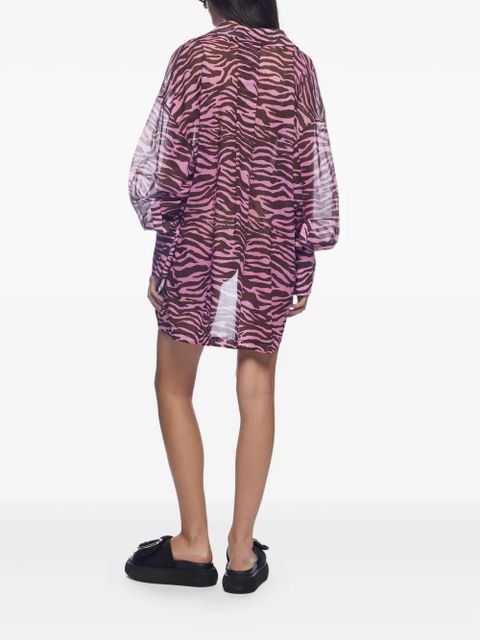 The Attico zebra-print balloon-sleeve shirt - Pink