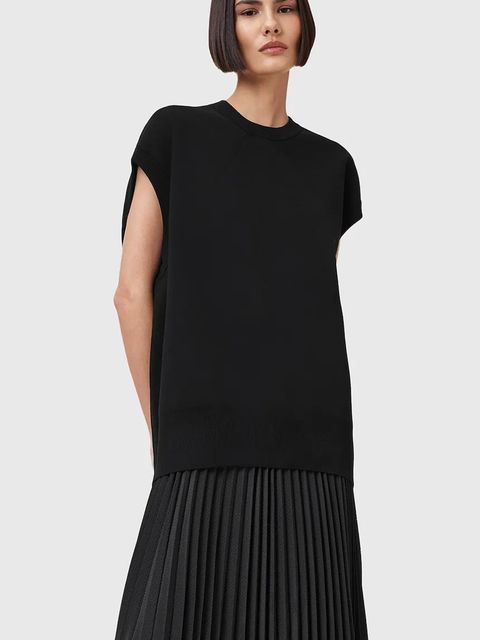 AllSaints sukienka i sweter LEIA kolor czarny midi rozkloszowana W172DC