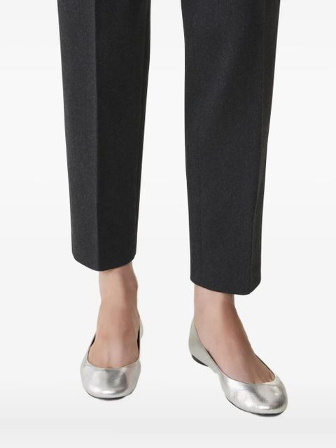 Lanvin metallic-finish leather ballet flats - White