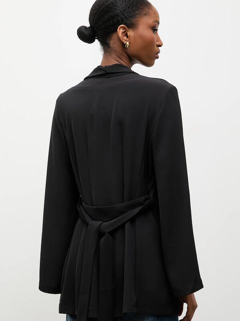 Answear.LAB marynarka kolor czarny jednorzędowa gładka