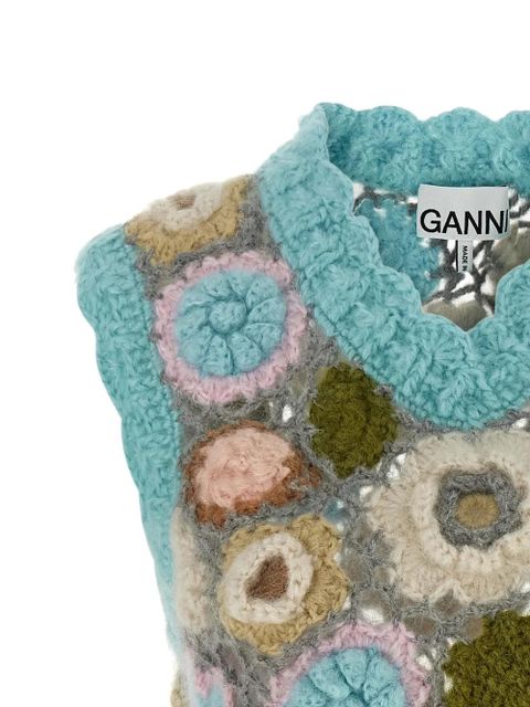 GANNI Dreamy Floral crochet vest - Blue