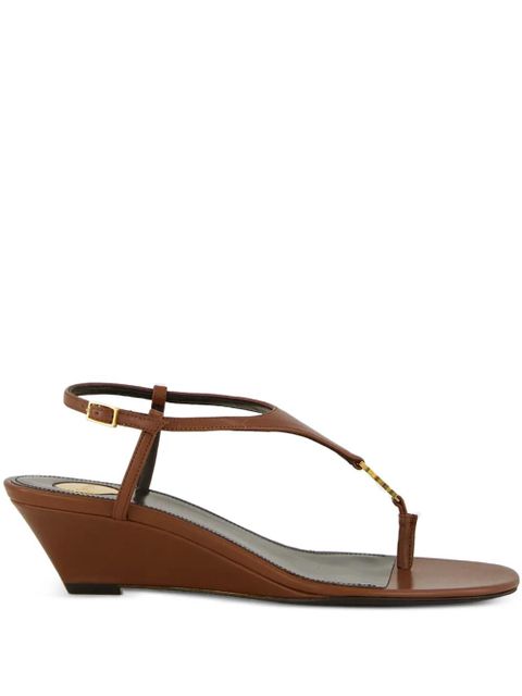 Saint Laurent 40mm Cassandre-plaque leather sandals - Brown - zdjęcie produktu nr 1