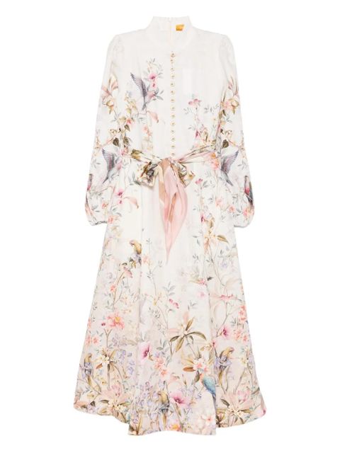 ZIMMERMANN Rebellion button floral-print midi dress - Neutrals - zdjęcie produktu nr 1
