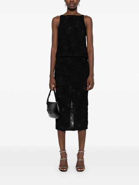 ROTATE BIRGER CHRISTENSEN flower-mesh midi skirt - Black - zdjęcie produktu nr 2