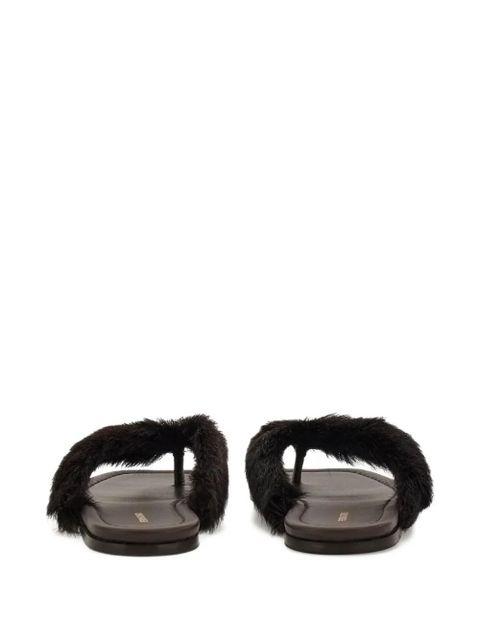 Ferragamo fur-detail thong sandals - Brown