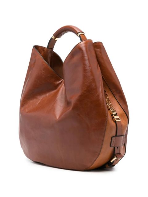 Moschino handle leather shoulder bag - Brown
